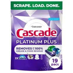 Cascade Platinum Plus Pods Dishwasher Detergent - Fresh - 19ct