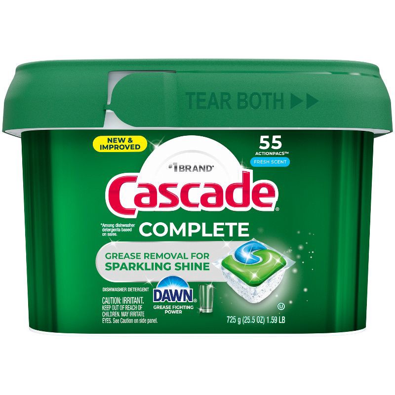 slide 3 of 11, Cascade Fresh Scent Complete Pods Dishwasher Detergents - 55ct, 55 ct