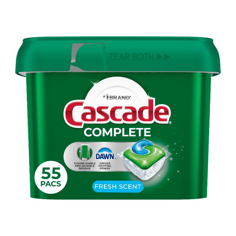 slide 1 of 11, Cascade Fresh Scent Complete Pods Dishwasher Detergents - 55ct, 55 ct