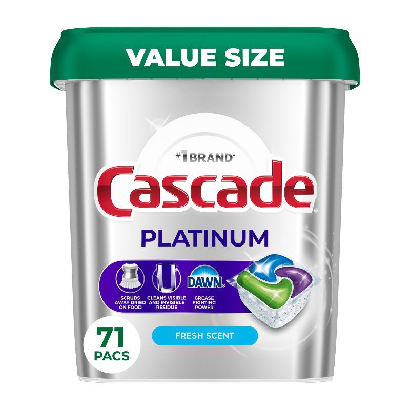 slide 1 of 10, Cascade Platinum Pods Dishwasher Detergent - Fresh - 71ct, 71 ct