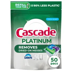 Cascade Platinum Pods Dishwasher Detergent - Fresh - 50ct: Removes Grease, Fingerprints, Multi-Surface Cleaning