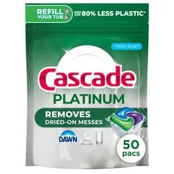 Cascade Platinum Pods Dishwasher Detergent - Fresh - 50ct: Removes Grease, Fingerprints, Multi-Surface Cleaning