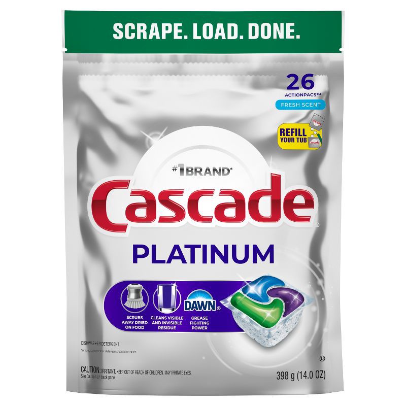 slide 9 of 10, Cascade Platinum Pods Dishwasher Detergent - Fresh - 26ct, 26 ct
