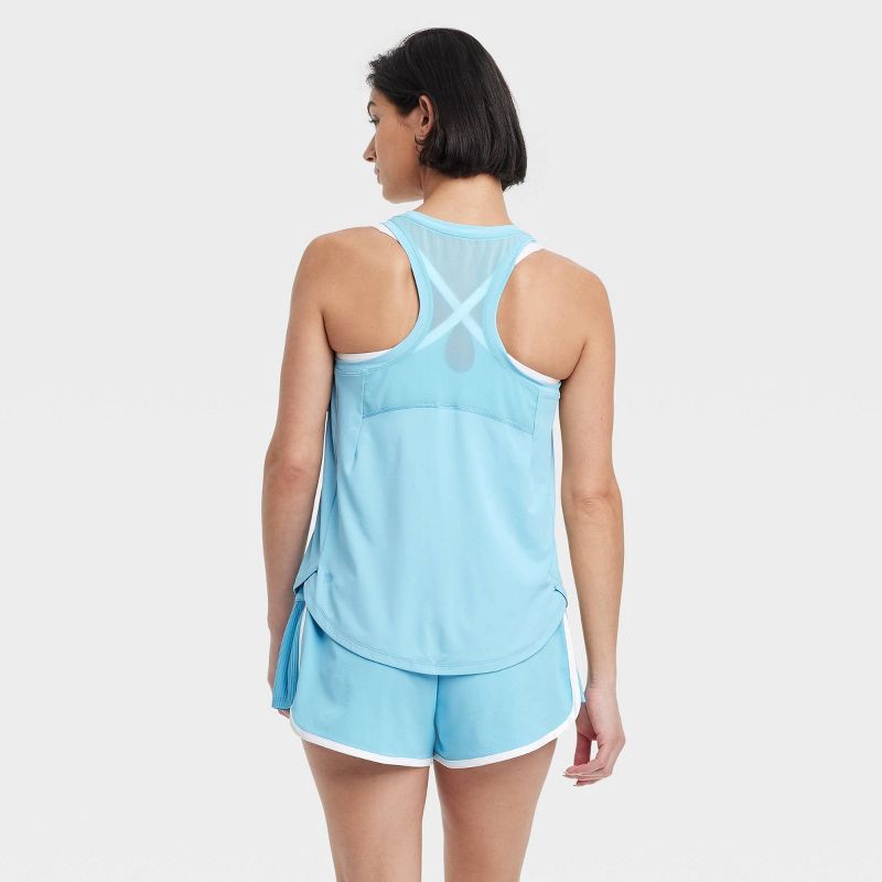 slide 2 of 6, Women's Mesh Back Racerback Tank Top - All In Motion™ Blue S: Quick Dry, UPF 50+, Lightweight, Jersey, 1 ct