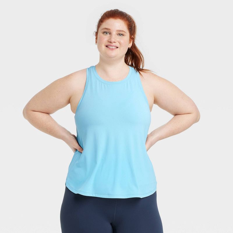 slide 3 of 6, Women's Mesh Back Racerback Tank Top - All In Motion™ Blue S: Quick Dry, UPF 50+, Lightweight, Jersey, 1 ct
