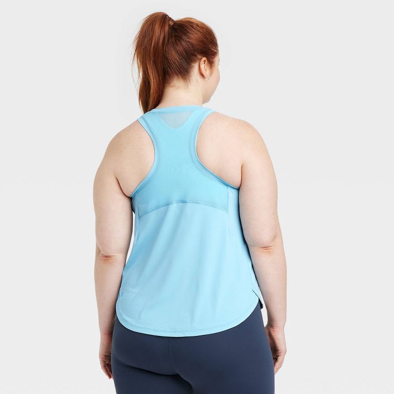 slide 4 of 6, Women's Mesh Back Racerback Tank Top - All In Motion™ Blue S: Quick Dry, UPF 50+, Lightweight, Jersey, 1 ct