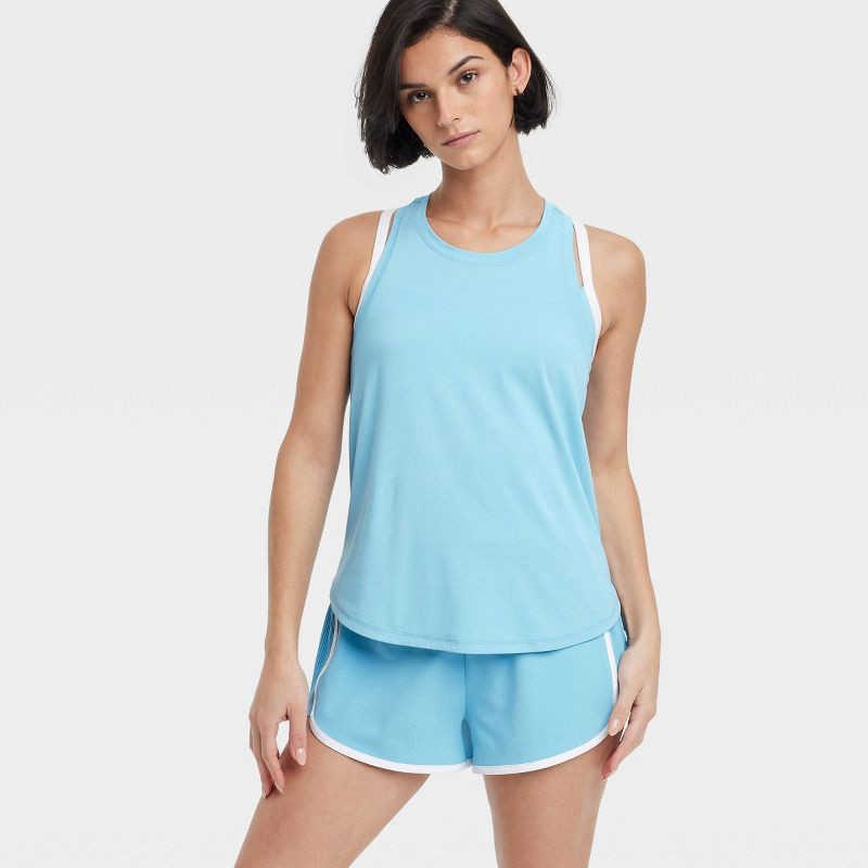 slide 5 of 6, Women's Mesh Back Racerback Tank Top - All In Motion™ Blue S: Quick Dry, UPF 50+, Lightweight, Jersey, 1 ct