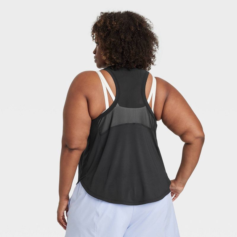 slide 2 of 3, Women's Mesh Back Racerback Tank Top - All In Motion™ Black XXL: Moisture Wicking, Quick Dry, UPF 50+, Recycled Polyester, 1 ct