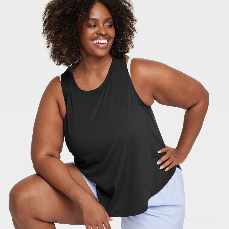slide 3 of 3, Women's Mesh Back Racerback Tank Top - All In Motion™ Black XXL: Moisture Wicking, Quick Dry, UPF 50+, Recycled Polyester, 1 ct