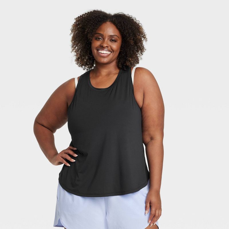 slide 1 of 3, Women's Mesh Back Racerback Tank Top - All In Motion™ Black XXL: Moisture Wicking, Quick Dry, UPF 50+, Recycled Polyester, 1 ct