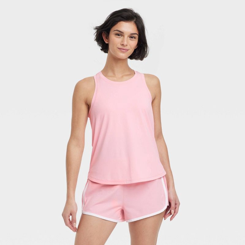 slide 1 of 5, Women's Mesh Back Racerback Tank Top - All In Motion™ Pink M: Lightweight, Moisture Wicking, UPF 50+, 1 ct
