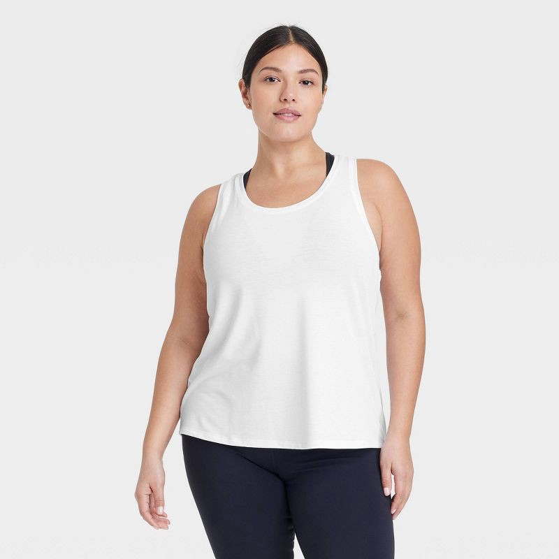 slide 3 of 5, Women's Beyond Ease Legging Friendly Racerback Tank Top - All In Motion™ White L: Moisture Wicking, Quick Drying, 1 ct