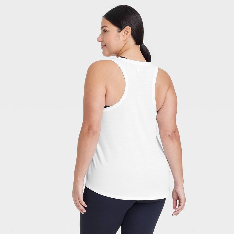 slide 4 of 5, Women's Beyond Ease Legging Friendly Racerback Tank Top - All In Motion™ White L: Moisture Wicking, Quick Drying, 1 ct