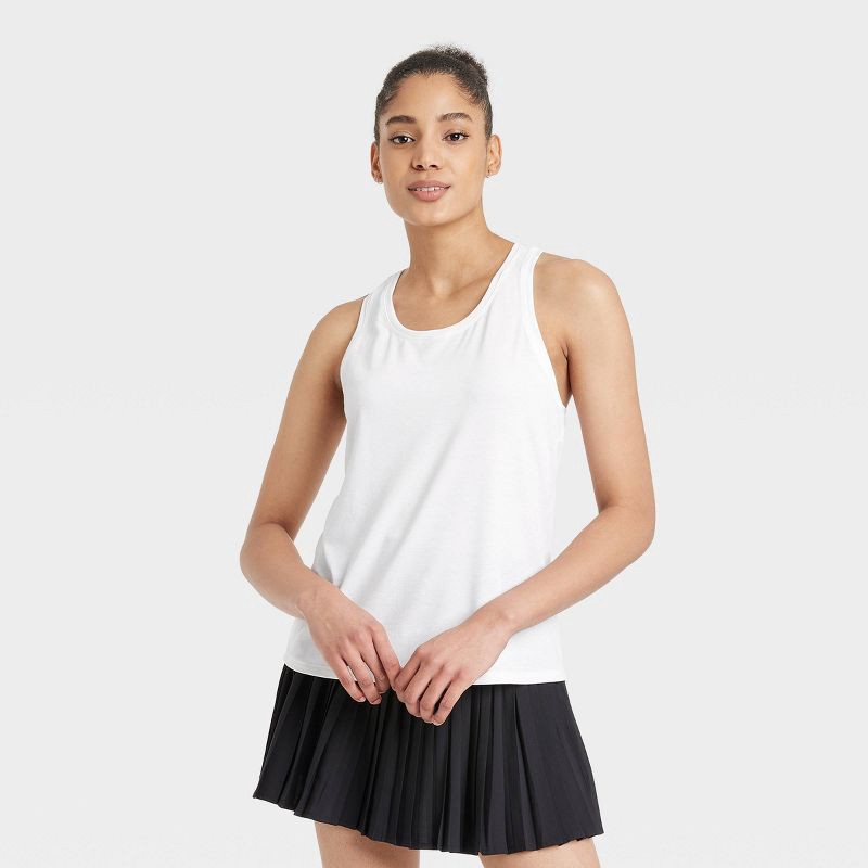 slide 1 of 5, Women's Beyond Ease Legging Friendly Racerback Tank Top - All In Motion™ White L: Moisture Wicking, Quick Drying, 1 ct