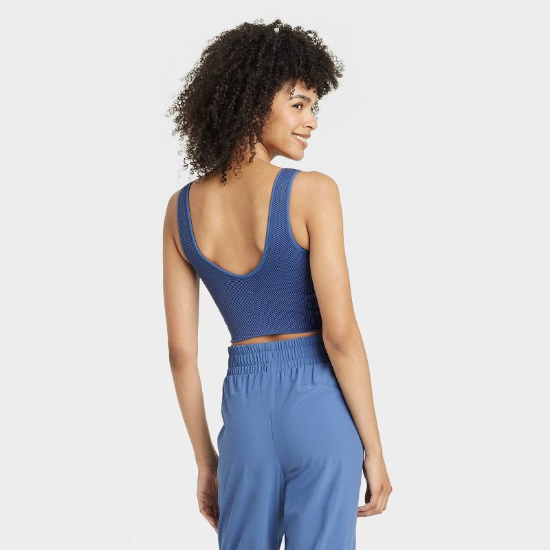 slide 2 of 5, Women's Seamless Cropped Tank Top - All In Motion™ Navy Blue S: Moisture Wicking, Midweight, Knit, 1 ct