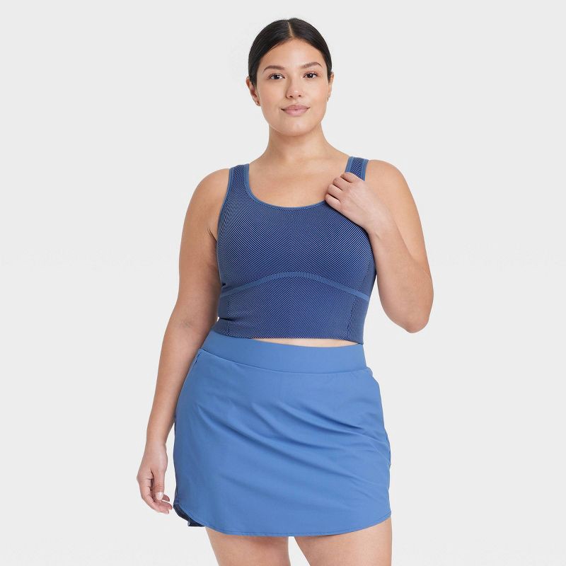 slide 3 of 5, Women's Seamless Cropped Tank Top - All In Motion™ Navy Blue S: Moisture Wicking, Midweight, Knit, 1 ct