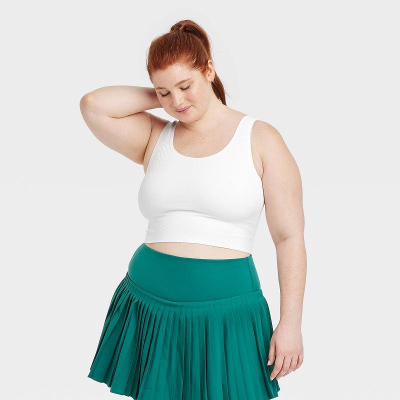slide 3 of 5, Women's Seamless Cropped Tank Top - All In Motion™ White XS: Moisture Wicking, Midweight, Pullover,, 1 ct