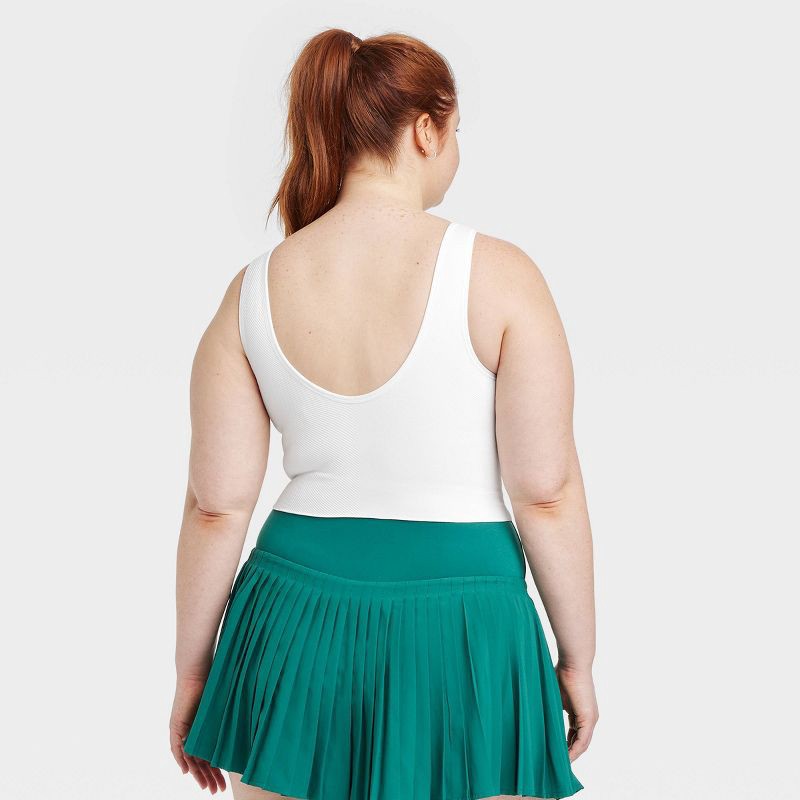 slide 4 of 5, Women's Seamless Cropped Tank Top - All In Motion™ White XS: Moisture Wicking, Midweight, Pullover,, 1 ct