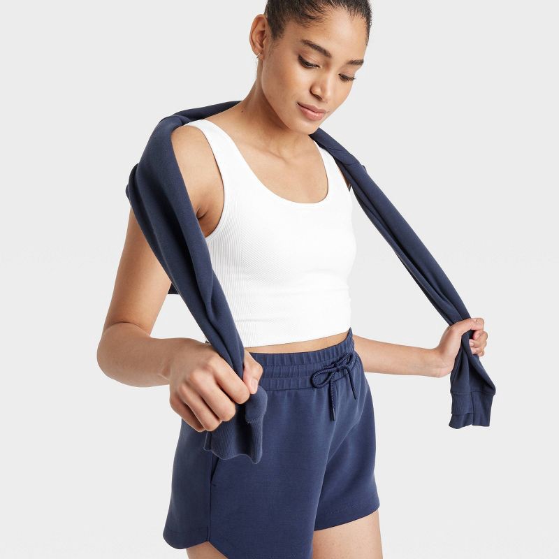 slide 3 of 3, Women's Seamless Cropped Tank Top - All In Motion™ White XXL: Moisture Wicking, Midweight Knit, Pullover, Plus Size Wear, 1 ct