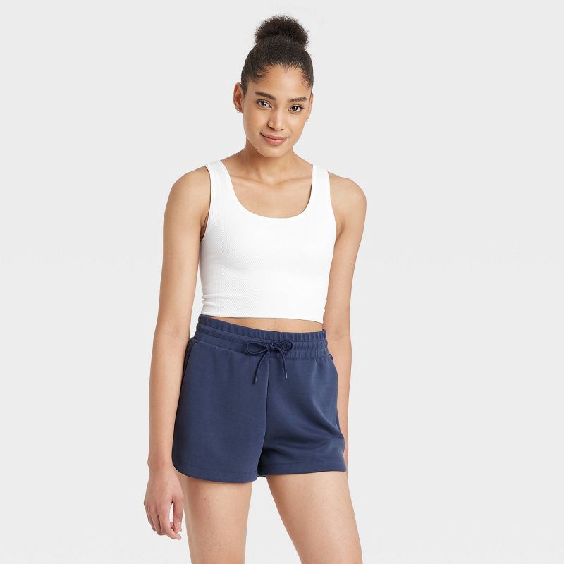 slide 1 of 3, Women's Seamless Cropped Tank Top - All In Motion™ White XXL: Moisture Wicking, Midweight Knit, Pullover, Plus Size Wear, 1 ct
