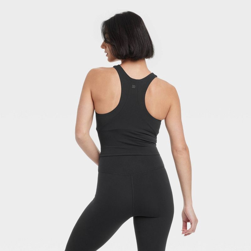 slide 2 of 5, Women's Everyday Soft High Neck Cropped Support Tank Top - All In Motion™ Black S, 1 ct