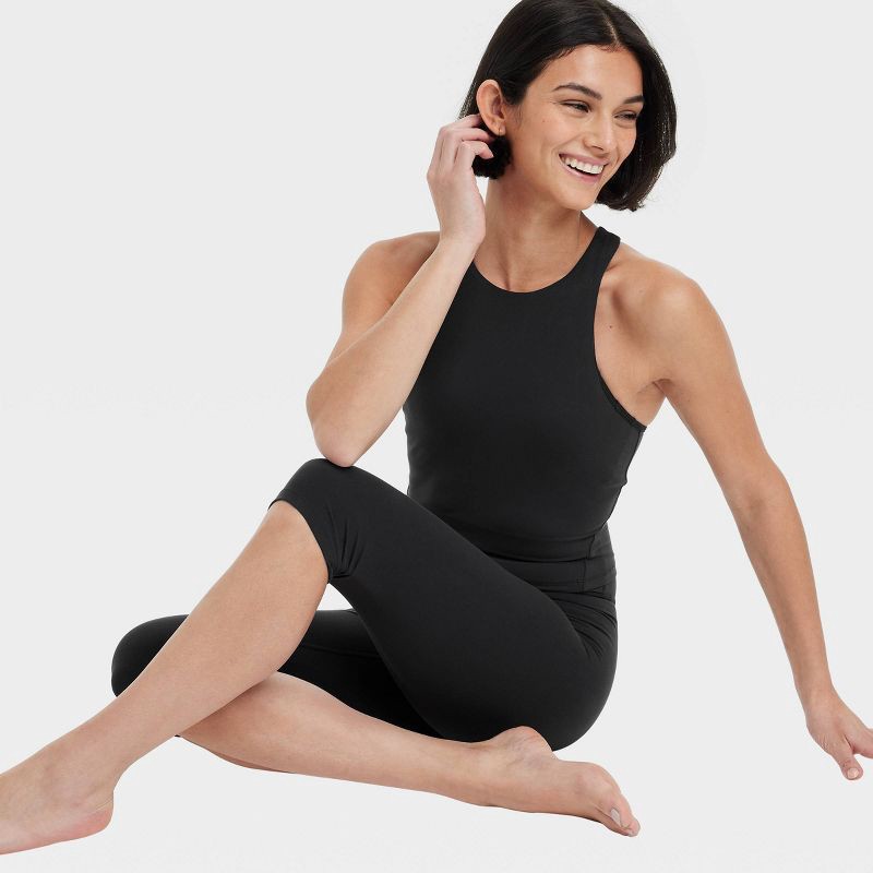 slide 5 of 5, Women's Everyday Soft High Neck Cropped Support Tank Top - All In Motion™ Black S, 1 ct