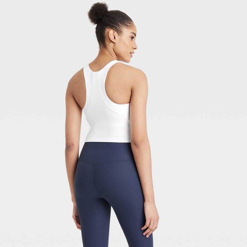 slide 2 of 5, Women's Everyday Soft High Neck Cropped Support Tank Top - All In Motion™ White S, 1 ct