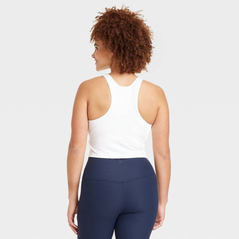 slide 4 of 5, Women's Everyday Soft High Neck Cropped Support Tank Top - All In Motion™ White S, 1 ct