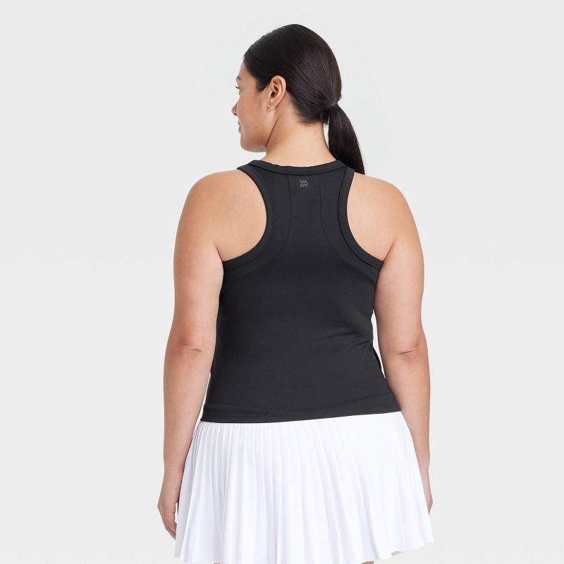 slide 4 of 5, Women's High Neck Racerback Tank Top - All In Motion™ Black XS, 1 ct