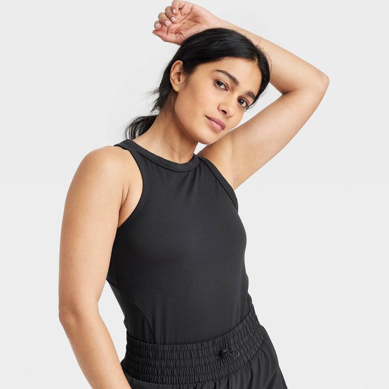 slide 5 of 5, Women's High Neck Racerback Tank Top - All In Motion™ Black XS, 1 ct