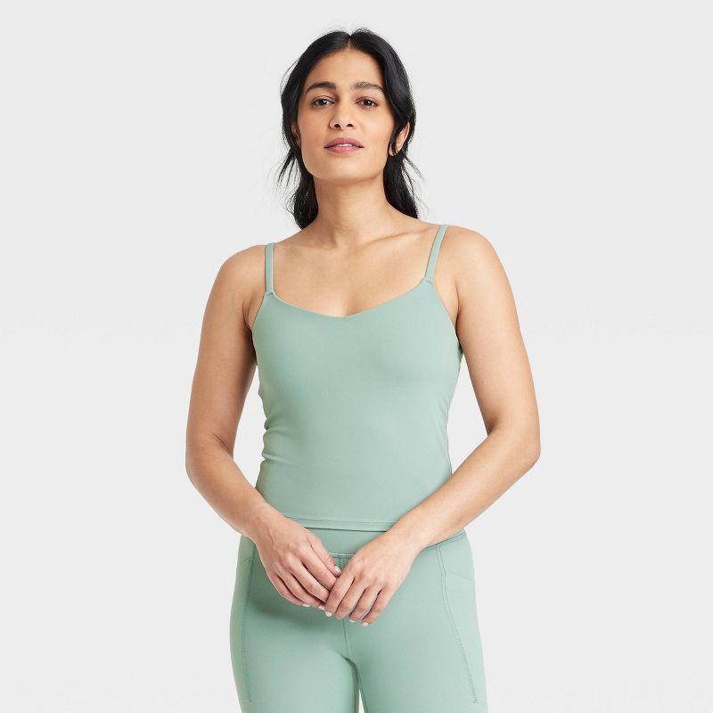 slide 1 of 5, Women's Everyday Soft Cami Support Tank Top - All In Motion™ Sage XS: Moisture Wicking, Quick Drying, Built-in Shelf Bra, 1 ct