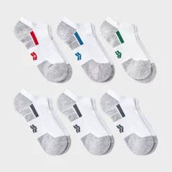 Kids' 6pk No Show Socks - All In Motion™ White L