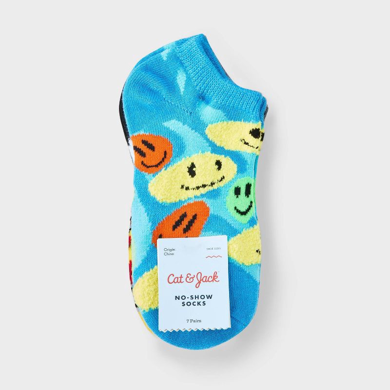 slide 2 of 3, Boys' 7pk 'smiley Pizza' Crew Socks - Cat & Jack™ M, 7 ct