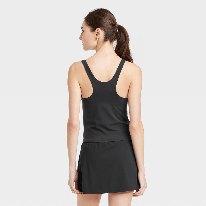 slide 2 of 5, Women's Everyday Soft Square Neck Support Tank Top - All In Motion™ Black S: Moisture Wicking, Built-in Shelf Bra, 1 ct