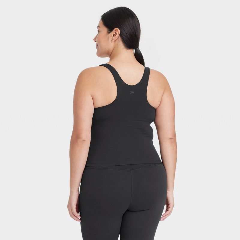 slide 4 of 5, Women's Everyday Soft Square Neck Support Tank Top - All In Motion™ Black S: Moisture Wicking, Built-in Shelf Bra, 1 ct