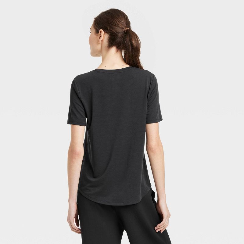 slide 2 of 4, Women's Crewneck Leggings Friendly Short Sleeve T-Shirt - All In Motion™ Black M: Moisture Wicking, Quick Drying, 1 ct