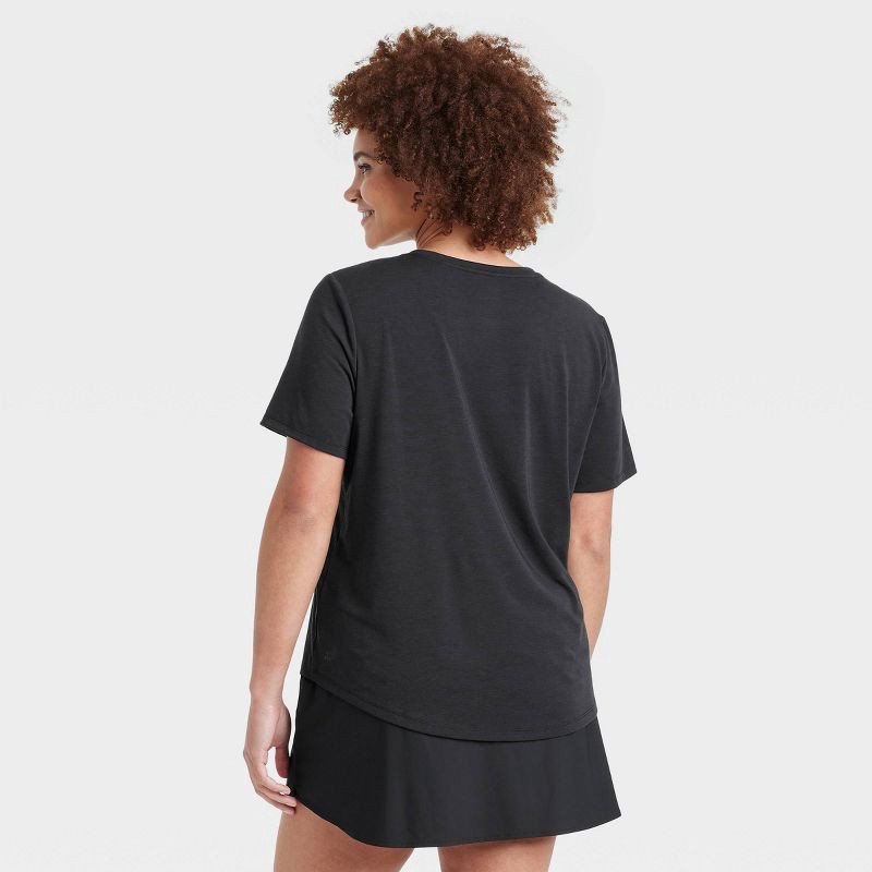 slide 3 of 4, Women's Beyond Ease Crew Neck Legging Friendly Short Sleeve T-Shirt - All In Motion™ Black L: Moisture Wicking, Quick Drying, 1 ct