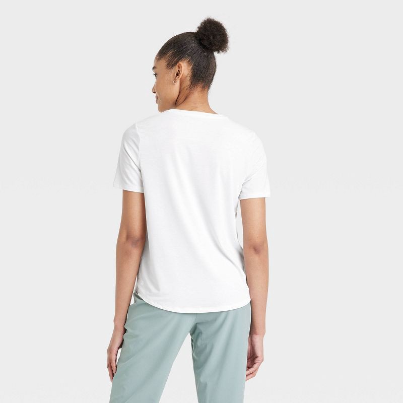 slide 2 of 5, Women's Crewneck Leggings Friendly Short Sleeve T-Shirt - All In Motion™ White M: Moisture Wicking, Quick Drying, 1 ct