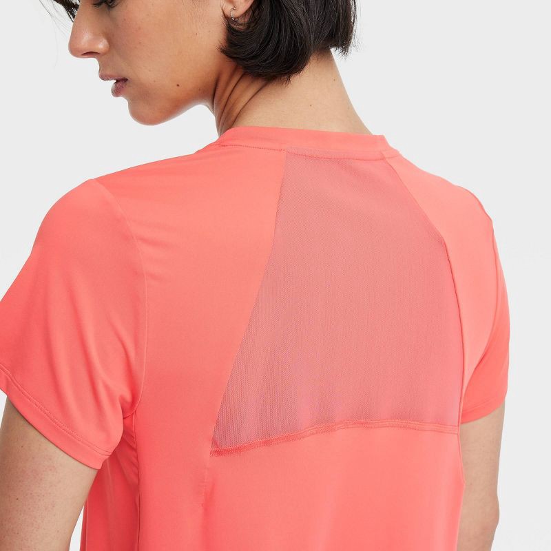 slide 6 of 6, Women's Mesh Back Short Sleeve T-Shirt - All In Motion™ Coral Red XL: Moisture Wicking, Quick Dry, UPF 50+, 1 ct