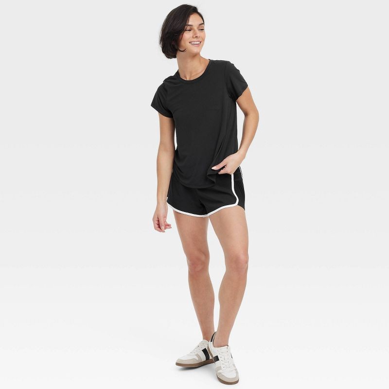 slide 5 of 6, Women's Mesh Back Short Sleeve T-Shirt - All In Motion™ Black L: Recycled Polyester, Quick Dry, UPF 50+, 1 ct
