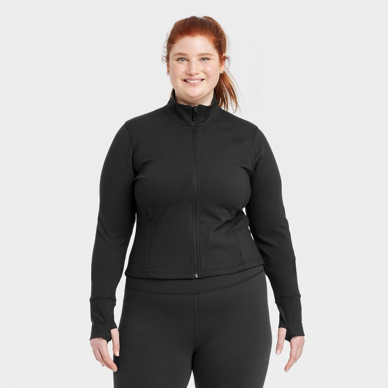 slide 3 of 5, Women's Dynamic Flex Full Zip Jacket - All In Motion™ Black XS: Moisture Wicking, Quick Dry, UPF 50+, 1 ct