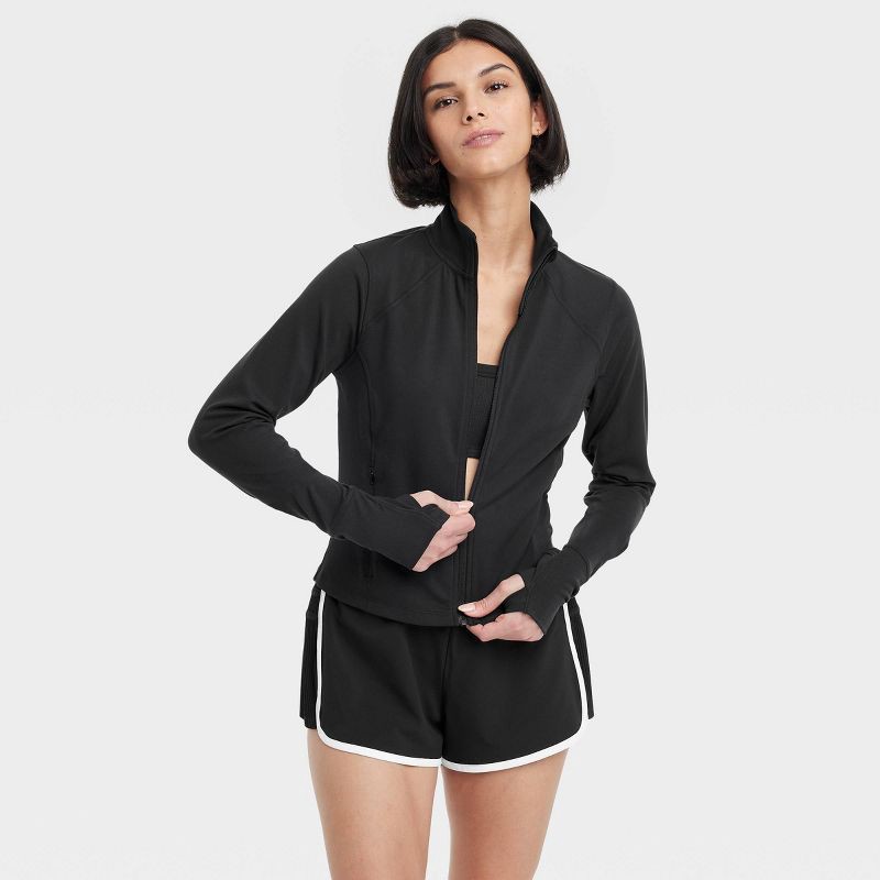 slide 5 of 5, Women's Dynamic Flex Full Zip Jacket - All In Motion™ Black XS: Moisture Wicking, Quick Dry, UPF 50+, 1 ct