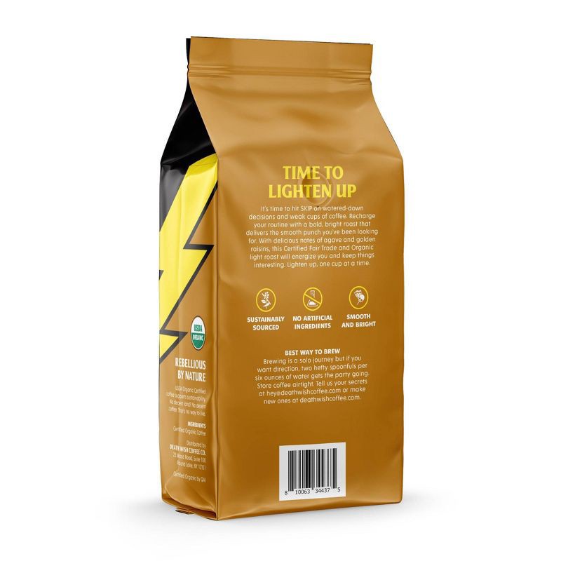 slide 2 of 5, Death Wish Coffee Co Death Wish Coffee Fair Trade Organic Light Roast Ground Coffee - 10oz, 10 oz