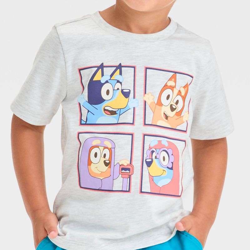 slide 2 of 4, Toddler Boys' Bluey Bingo Grannies T-Shirt - Gray 3T, 1 ct