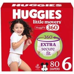 Huggies Little Movers HuggFit 360 Pull On Diapers - Size 6 - 80ct