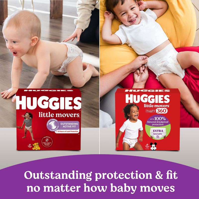 slide 11 of 13, Huggies Little Movers HuggFit 360 Pull On Diapers - Size 5 - 56ct, 5 x 56 ct