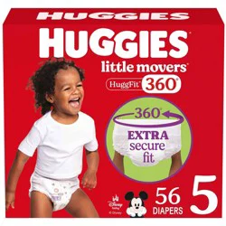 Huggies Little Movers HuggFit 360 Pull On Diapers - Size 5 - 56ct