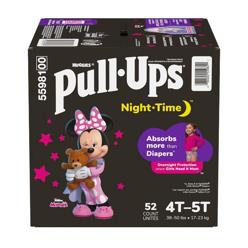 slide 2 of 11, Pull-Ups Girls' Night-Time Potty Training Pants - 4T-5T - 52ct, 52 ct