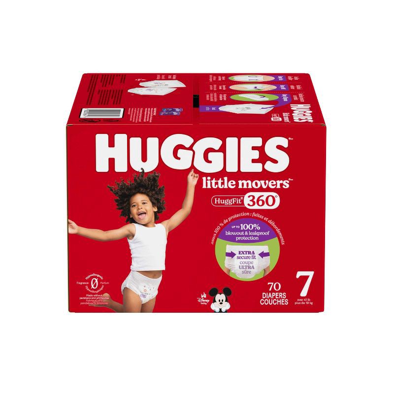 slide 2 of 13, Huggies Little Movers HuggFit 360 Pull On Diapers - Size 7 - 70ct, 7 x 70 ct