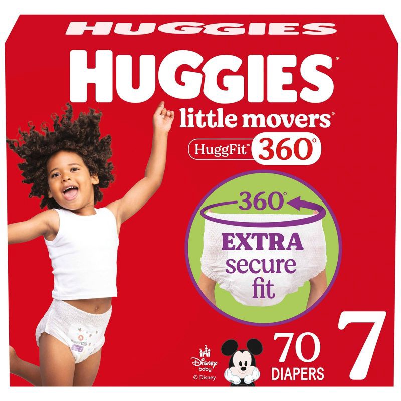 slide 1 of 13, Huggies Little Movers HuggFit 360 Pull On Diapers - Size 7 - 70ct, 7 x 70 ct